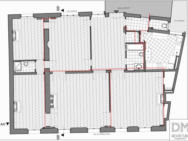 Transformation d'un trois pièces en cinq pièces, Haussmannien ,160m2, Paris 10e